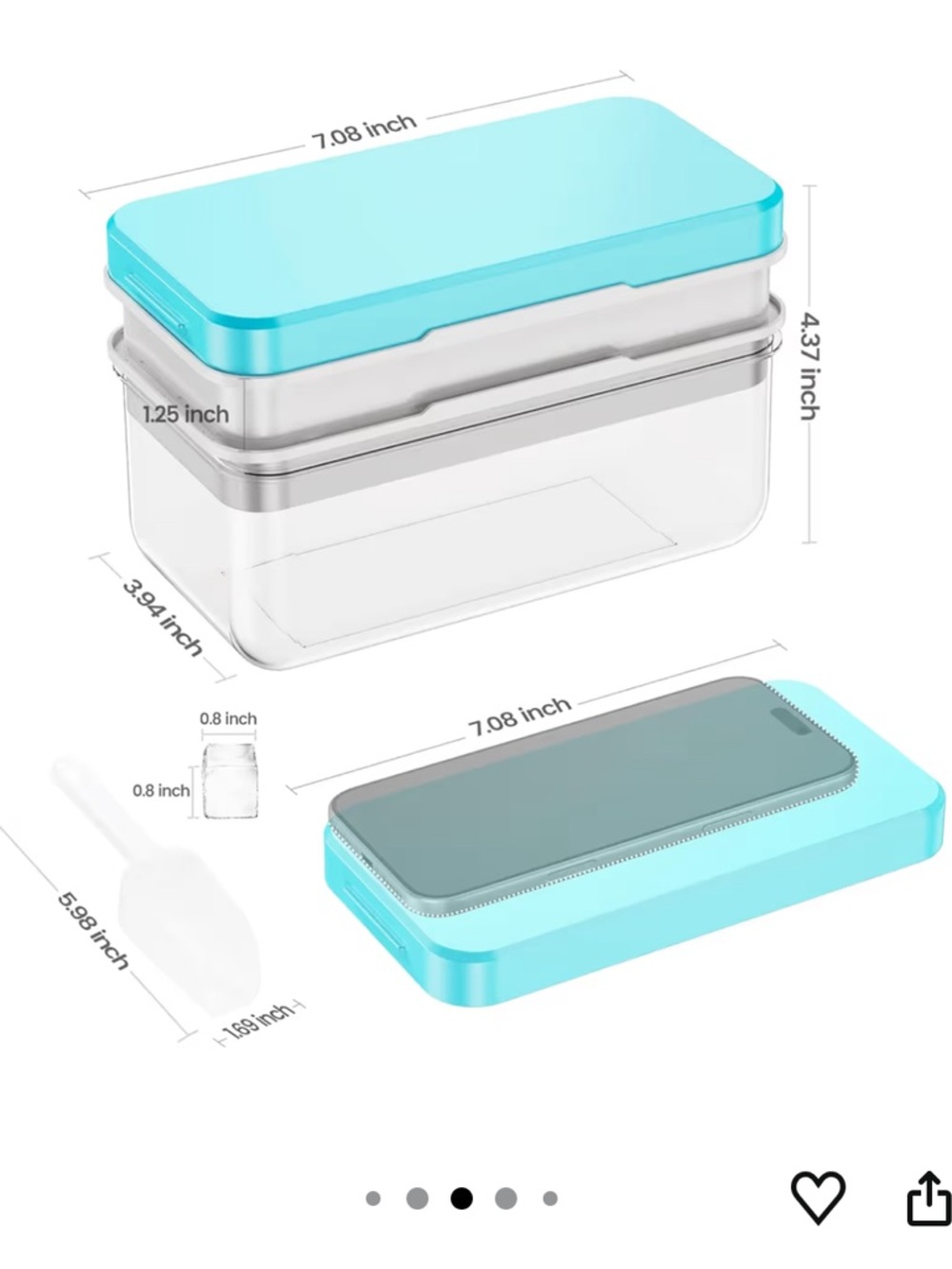 Ice Cube Tray with Lid & Bin - Blue